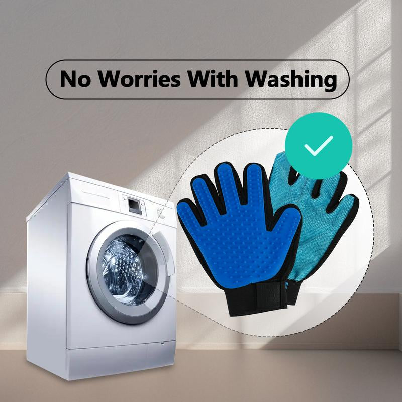 Buttonwoodnest|Upgraded Version Double-Sided Gloves,Pet Hair Grooming Brush with Hair Remover Tool,Gentle Shedding Brushes for Dogs,Cats&Horses with Fur,Skin-Friendly for Pets,Fur & Lint Cleaning Tool,Effective on Carpets,Clothing,Furniture,One Hand, Blue