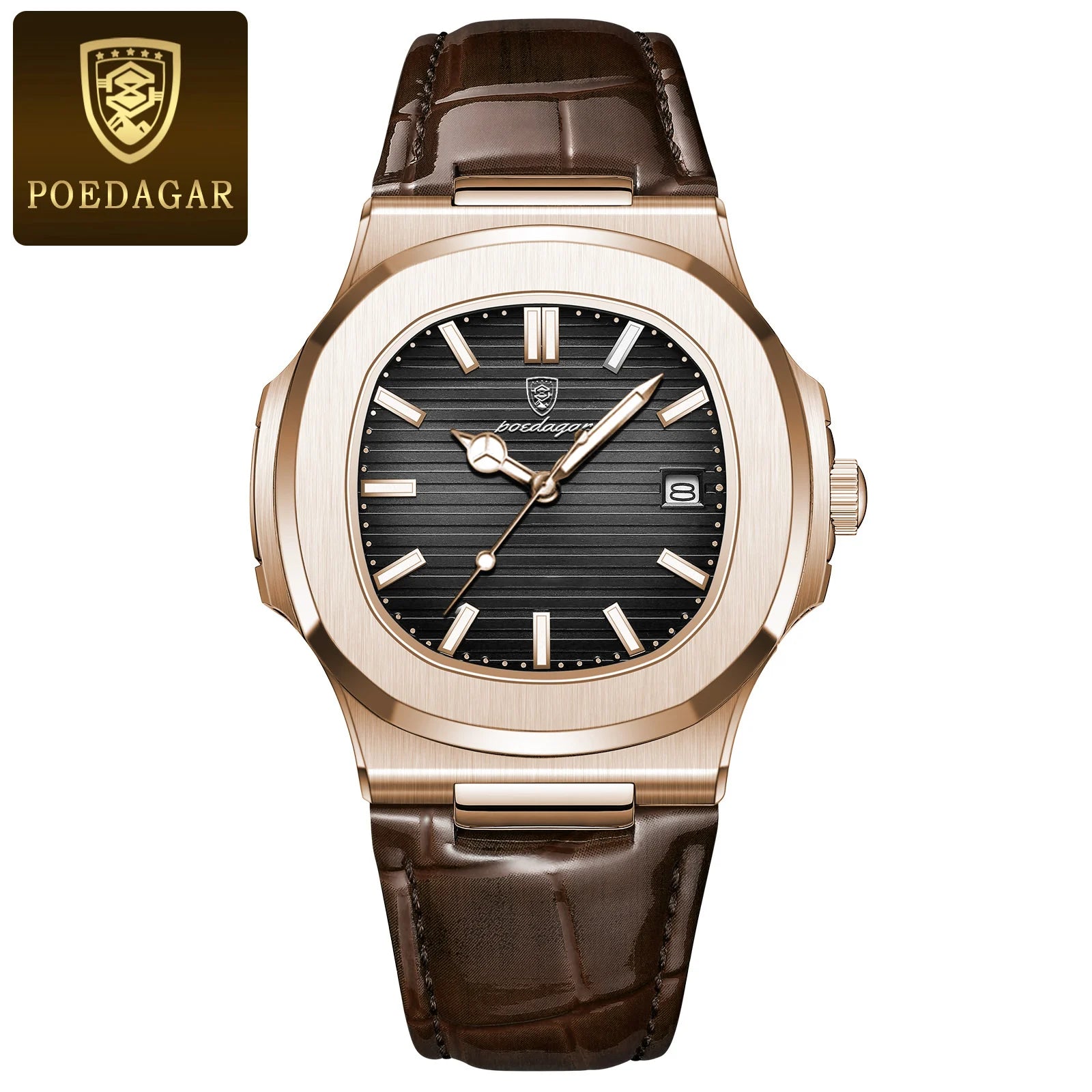 Top Luxury Square Man Watch Date Waterproof Luminous Quartz Men Watches High Quality Fashion Sports Leather Men'S Watch