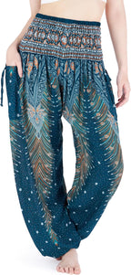 Women'S Smocked Waist Boho Flowy Yoga Harem Pants Hippie Clothes