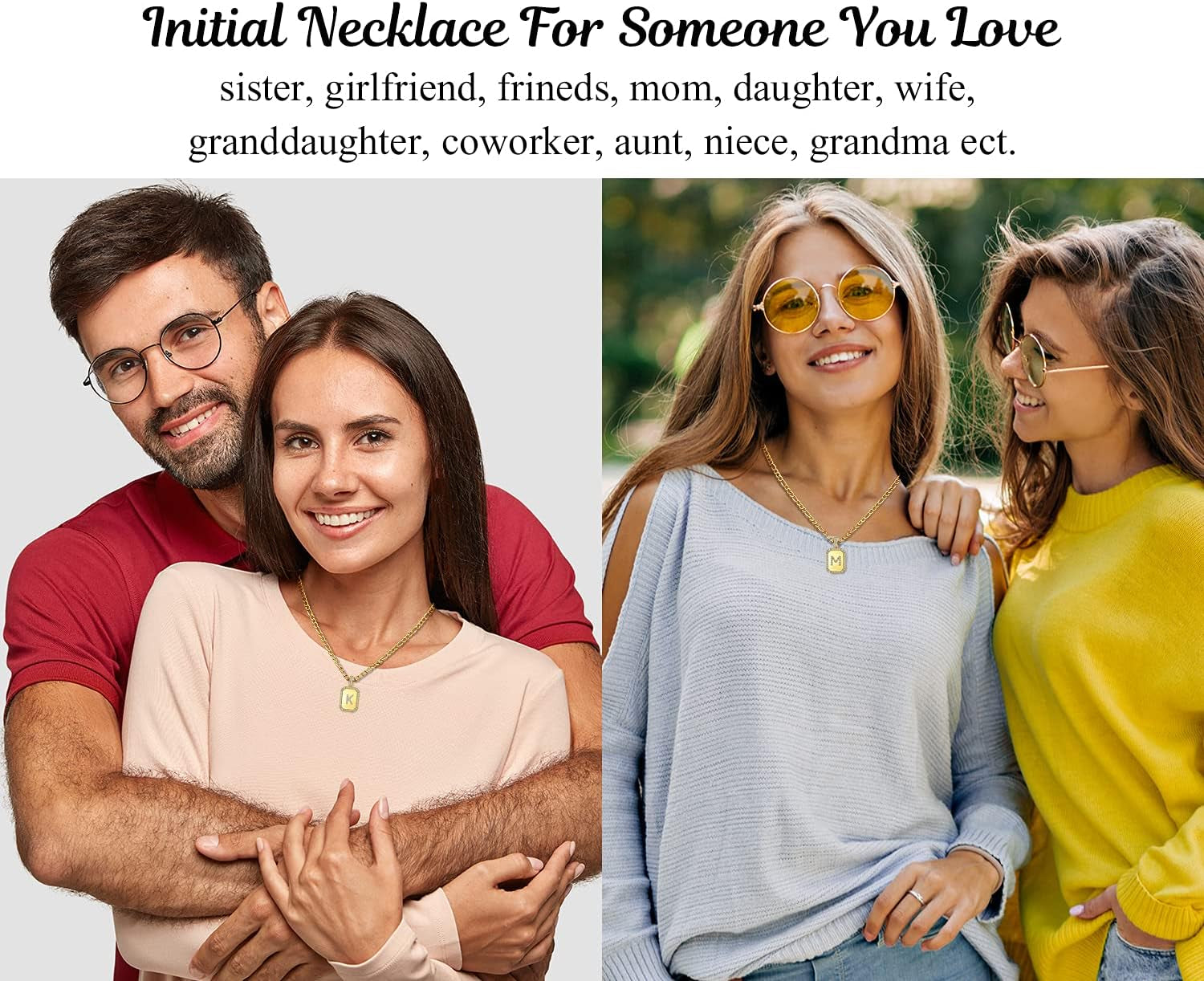 Initial Necklaces for Women Gold Letter N Necklace Trendy Jewelry 18K Plated Figaro Chain Necklace Christmas Gifts for Women