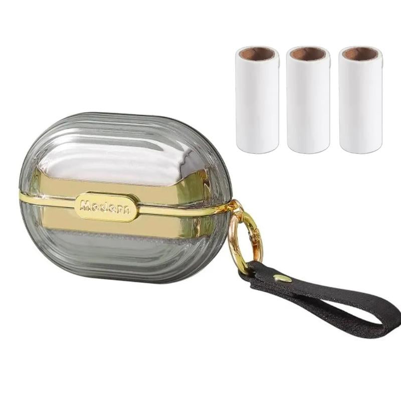 Fancy Mini Lint Roller Grey Travel Size with 3 Refills - Perfect for Home and Travel Use Washable Reusable Dog Hair