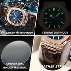Top Luxury Square Man Watch Date Waterproof Luminous Quartz Men Watches High Quality Fashion Sports Leather Men'S Watch