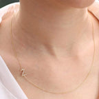 Sideways Initial Necklace for Women, 14K Gold Filled Dainty Hypoallergenic Sideways Letter Necklace, Small Monogram Initial Necklace Gifts for Wife Mother Daughter Sister Best Friend