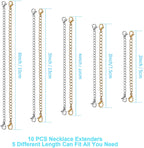 Necklace Extender 10 PCS Chain Extenders for Necklaces Premium Jewelry Bracel...