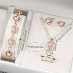 6Pcs/Set Fashion Women'S Quartz Watch Leather Band Analog Wrist Watches Heart Rhinestone Jewelry Set(Without Box)