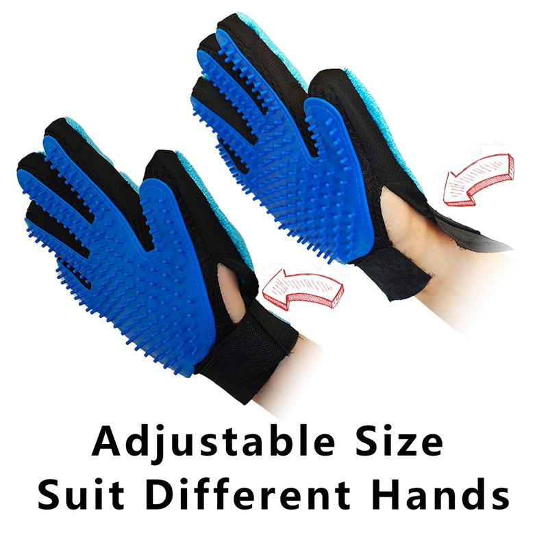 Buttonwoodnest|Upgraded Version Double-Sided Gloves,Pet Hair Grooming Brush with Hair Remover Tool,Gentle Shedding Brushes for Dogs,Cats&Horses with Fur,Skin-Friendly for Pets,Fur & Lint Cleaning Tool,Effective on Carpets,Clothing,Furniture,One Hand, Blue