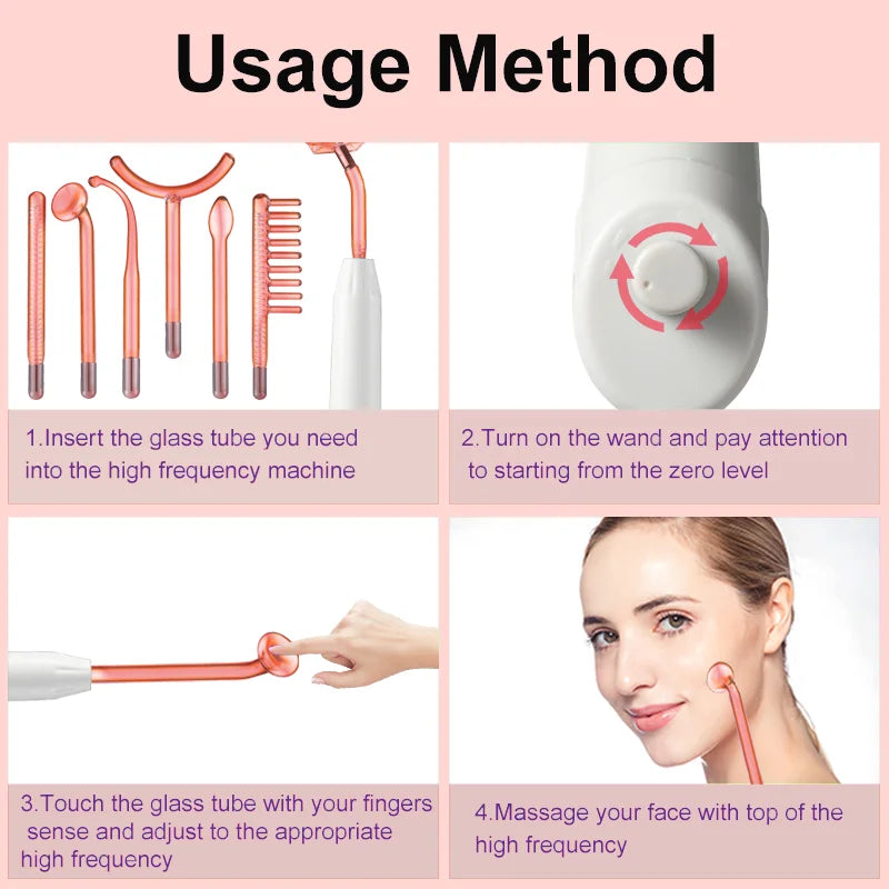High Frequency Therapy Wand Professional Machine Skin Care Skin Tightening Device Beauty Products anti Wrinkle Face Clean