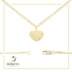 Heart CZ Charm 14K Gold Filled Cuban Chain Pendant Necklace Jewelry Women 20"
