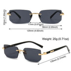 Rimless Sunglasses Rectangle Fashion Popular Women Men Shades Small Square Sun Glasses For Female male Summer Traveling Oculos
