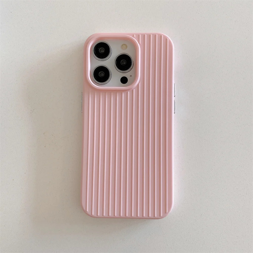 Macaron Cream Solid Color Premium Cute Phone Case For iPhone 15 14 13 12 11 Stylish Stripe Simple Slim Drop Protection Cover