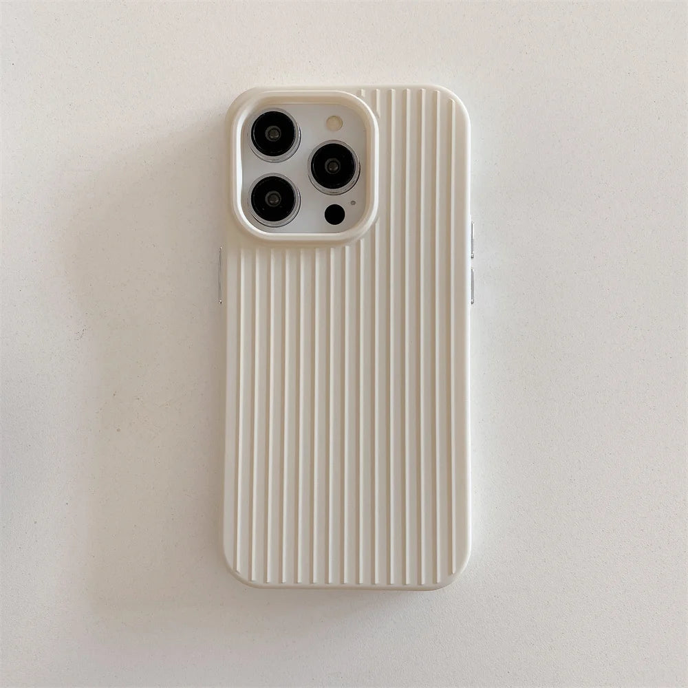Macaron Cream Solid Color Premium Cute Phone Case For iPhone 15 14 13 12 11 Stylish Stripe Simple Slim Drop Protection Cover