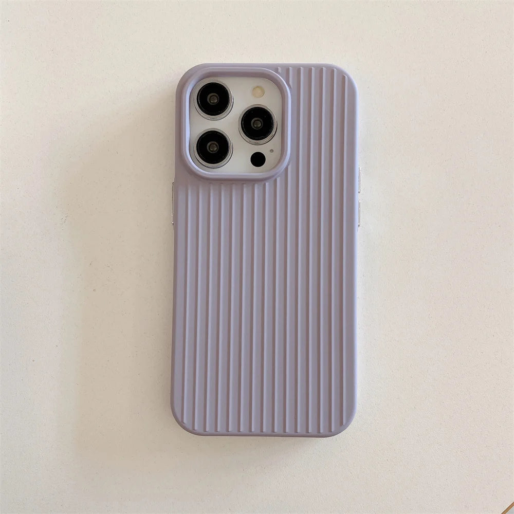 Macaron Cream Solid Color Premium Cute Phone Case For iPhone 15 14 13 12 11 Stylish Stripe Simple Slim Drop Protection Cover