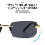 Rimless Sunglasses Rectangle Fashion Popular Women Men Shades Small Square Sun Glasses For Female male Summer Traveling Oculos