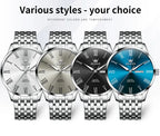 OLEVS Business Minimalist Stainless Steel Watch Man Luxury Luminous Hands Roman Scale Calendar Waterproof Quartz Watches for Men