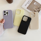 Macaron Cream Solid Color Premium Cute Phone Case For iPhone 15 14 13 12 11 Stylish Stripe Simple Slim Drop Protection Cover