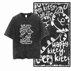 COOLMIND DB cat Printed Cotton Acid Washed Exclusive Graphic Unisex T Shirt Cool Streetwear Men Tshirts Big Size Tee for men