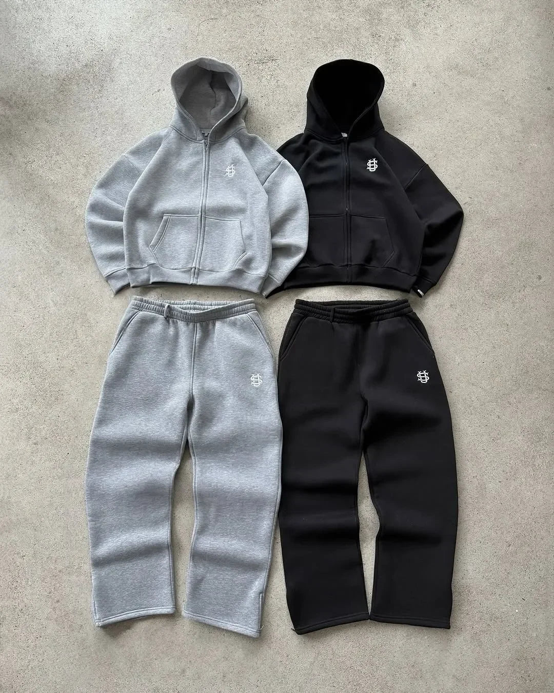 Y2K Fashion Jogger Sweatpants Loose Embroidery Labeled Open Leg Wide Leg Pants Trendy Pocket Couple Straight Pants Men's Hoodie