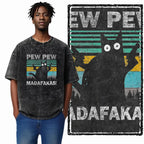 COOLMIND DB cat Printed Cotton Acid Washed Exclusive Graphic Unisex T Shirt Cool Streetwear Men Tshirts Big Size Tee for men
