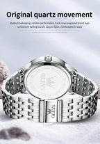 OLEVS Business Minimalist Stainless Steel Watch Man Luxury Luminous Hands Roman Scale Calendar Waterproof Quartz Watches for Men