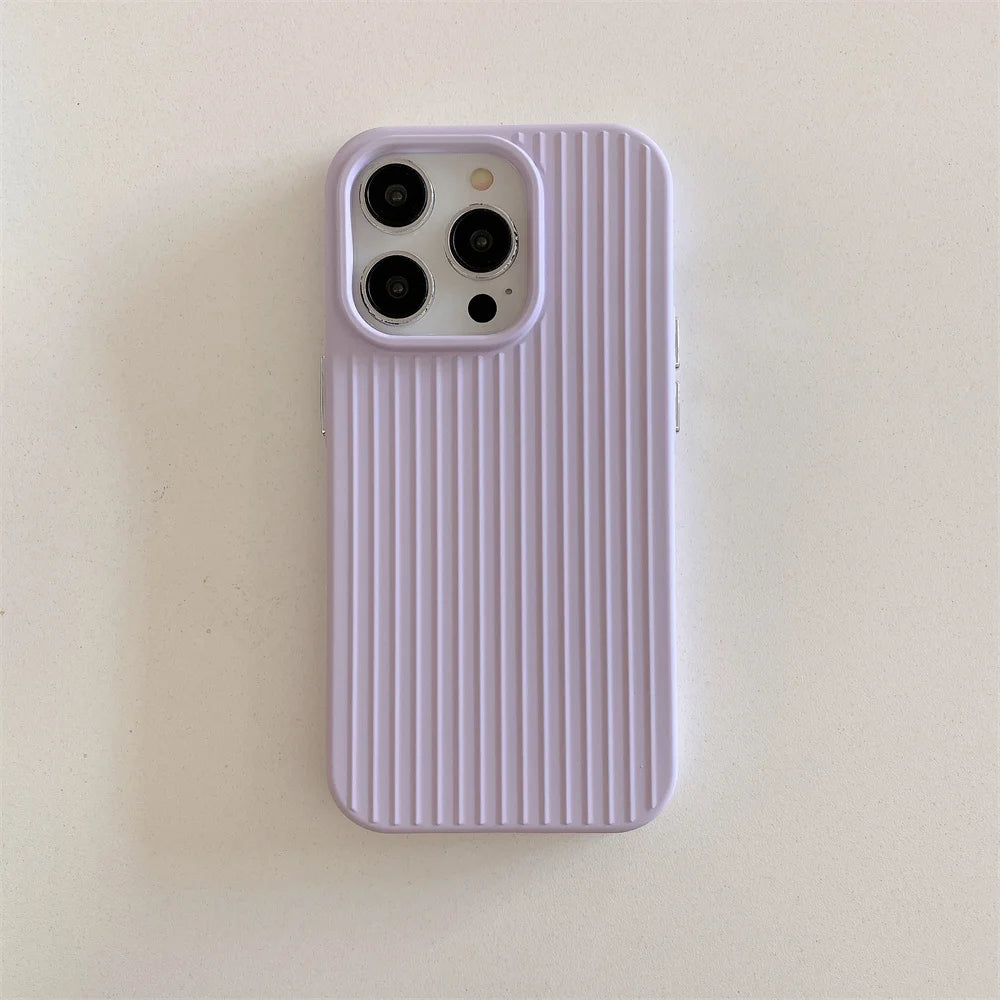 Macaron Cream Solid Color Premium Cute Phone Case For iPhone 15 14 13 12 11 Stylish Stripe Simple Slim Drop Protection Cover