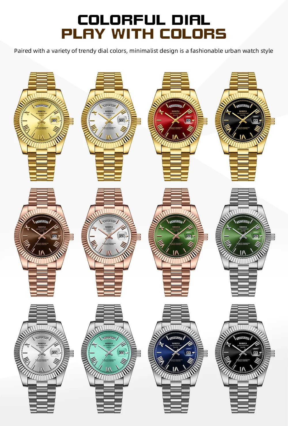 NIBOSI New Men Watch Brand Luxury Fashion Quartz Wristwatch Male Stainless Steel Waterproof Calendar Business Watches For Men