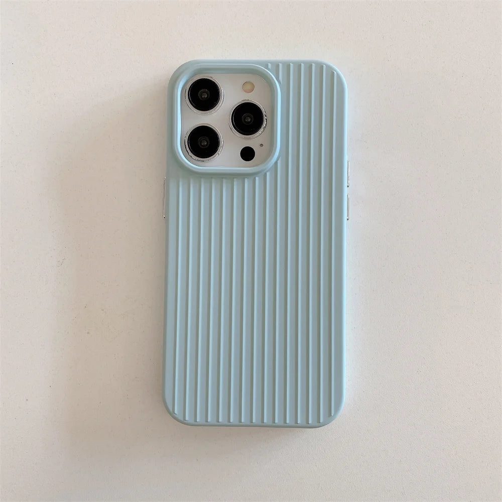 Macaron Cream Solid Color Premium Cute Phone Case For iPhone 15 14 13 12 11 Stylish Stripe Simple Slim Drop Protection Cover