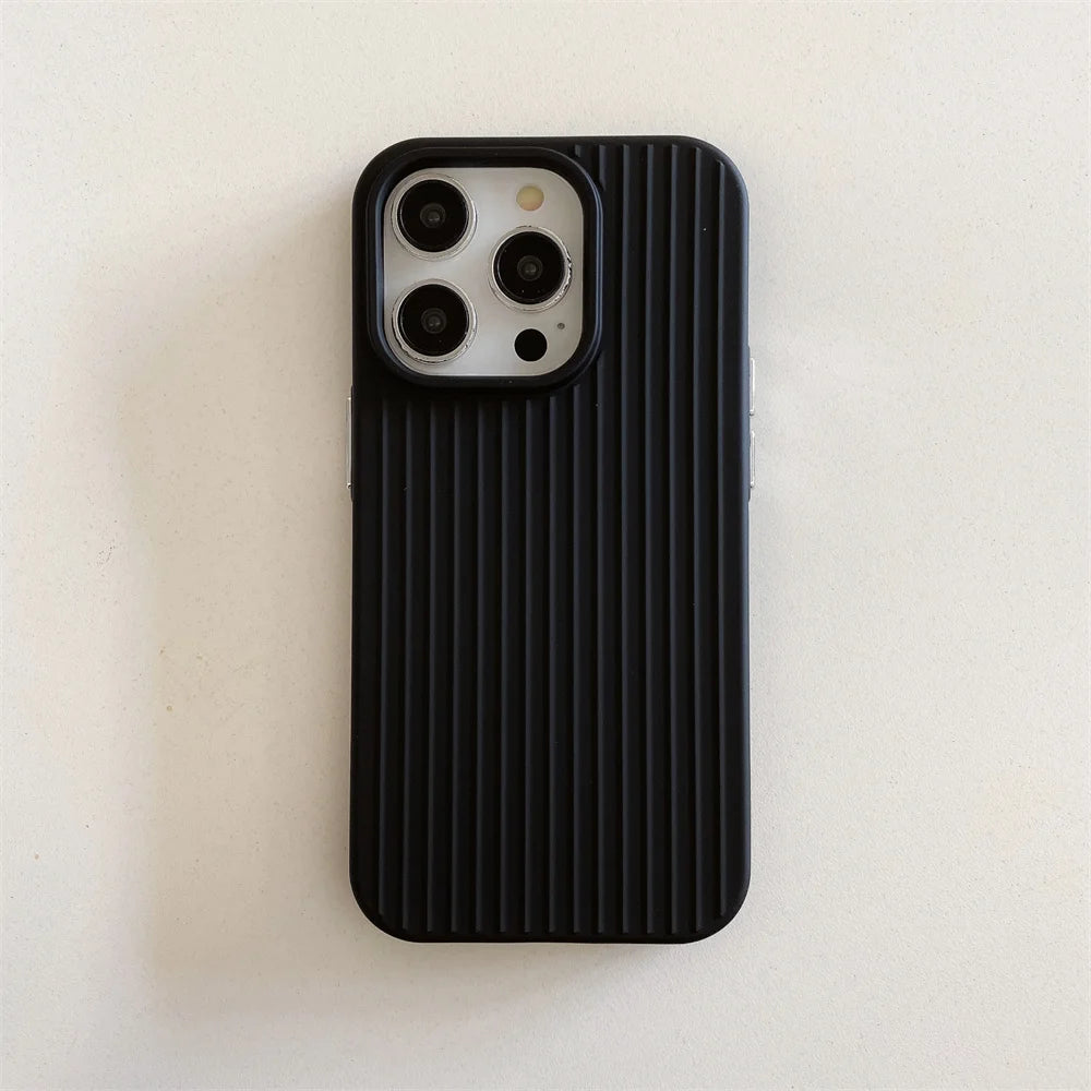 Macaron Cream Solid Color Premium Cute Phone Case For iPhone 15 14 13 12 11 Stylish Stripe Simple Slim Drop Protection Cover