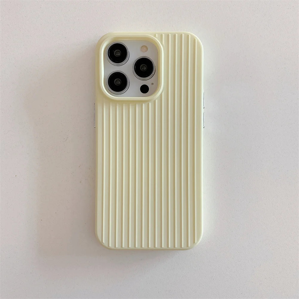 Macaron Cream Solid Color Premium Cute Phone Case For iPhone 15 14 13 12 11 Stylish Stripe Simple Slim Drop Protection Cover