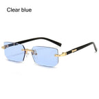 Rimless Sunglasses Rectangle Fashion Popular Women Men Shades Small Square Sun Glasses For Female male Summer Traveling Oculos