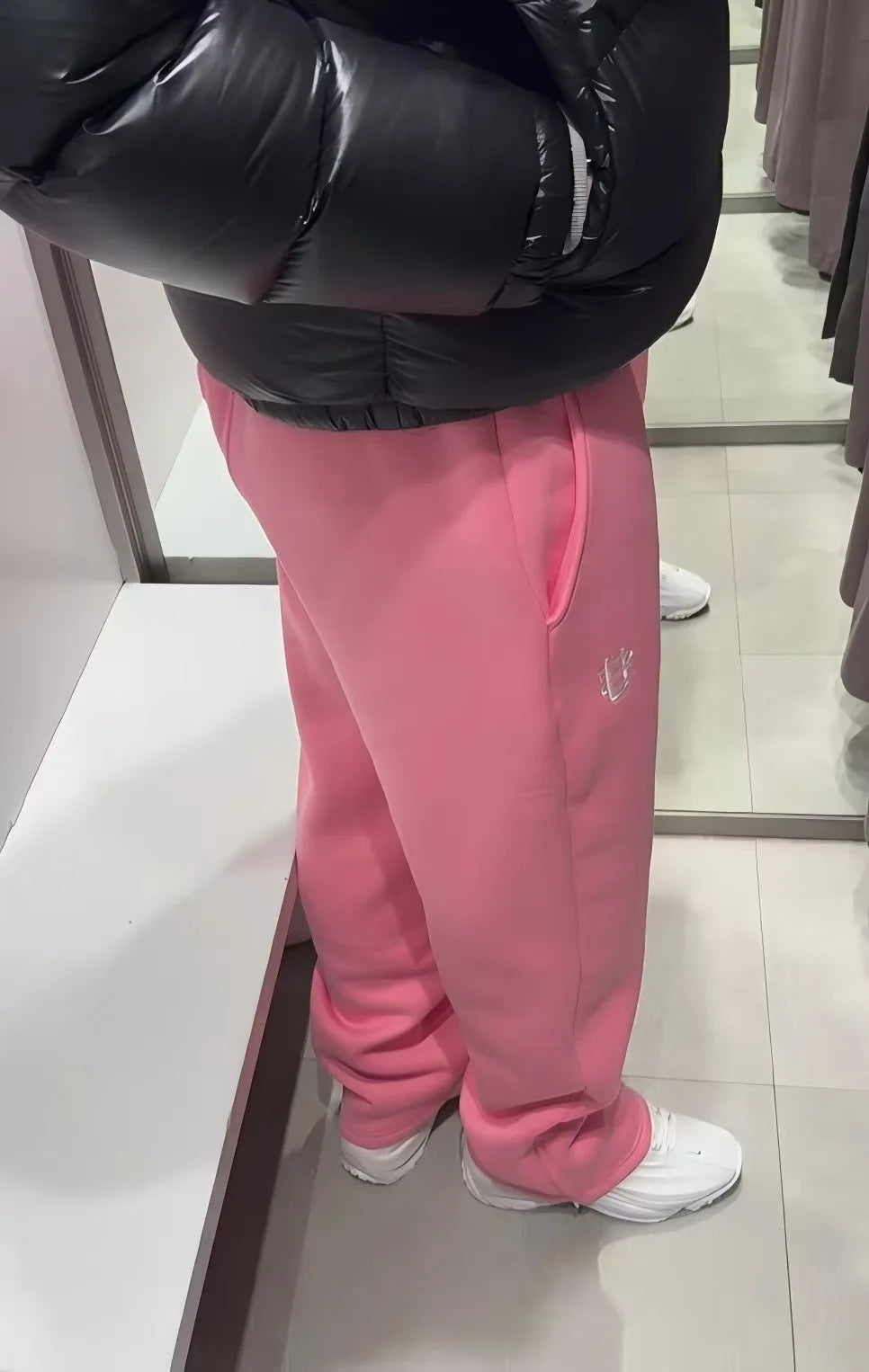 Y2K Fashion Jogger Sweatpants Loose Embroidery Labeled Open Leg Wide Leg Pants Trendy Pocket Couple Straight Pants Men's Hoodie