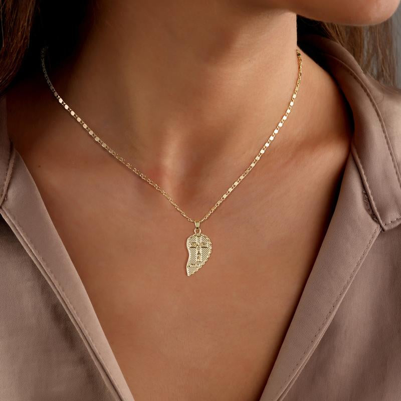 Rotnso 14K Gold Plated Couple Heart Necklace Set - "Te Amo" Virgin Mary Pendant, Valentine'S Day Gift