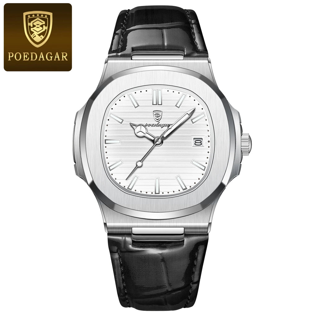 Top Luxury Square Man Watch Date Waterproof Luminous Quartz Men Watches High Quality Fashion Sports Leather Men'S Watch