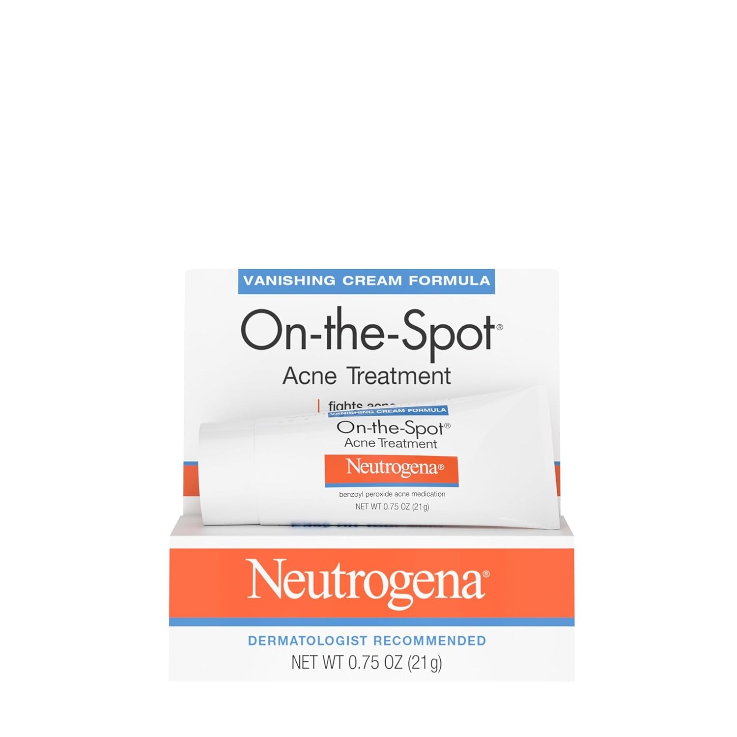 On-The-Spot Acne Spot Treatment with 2.5% Benzoyl Peroxide Acne Treatment Medication to Treat Face Acne, Gentle Benzoyl Peroxide Pimple Cream for Acne Prone Skin Care.75 Oz