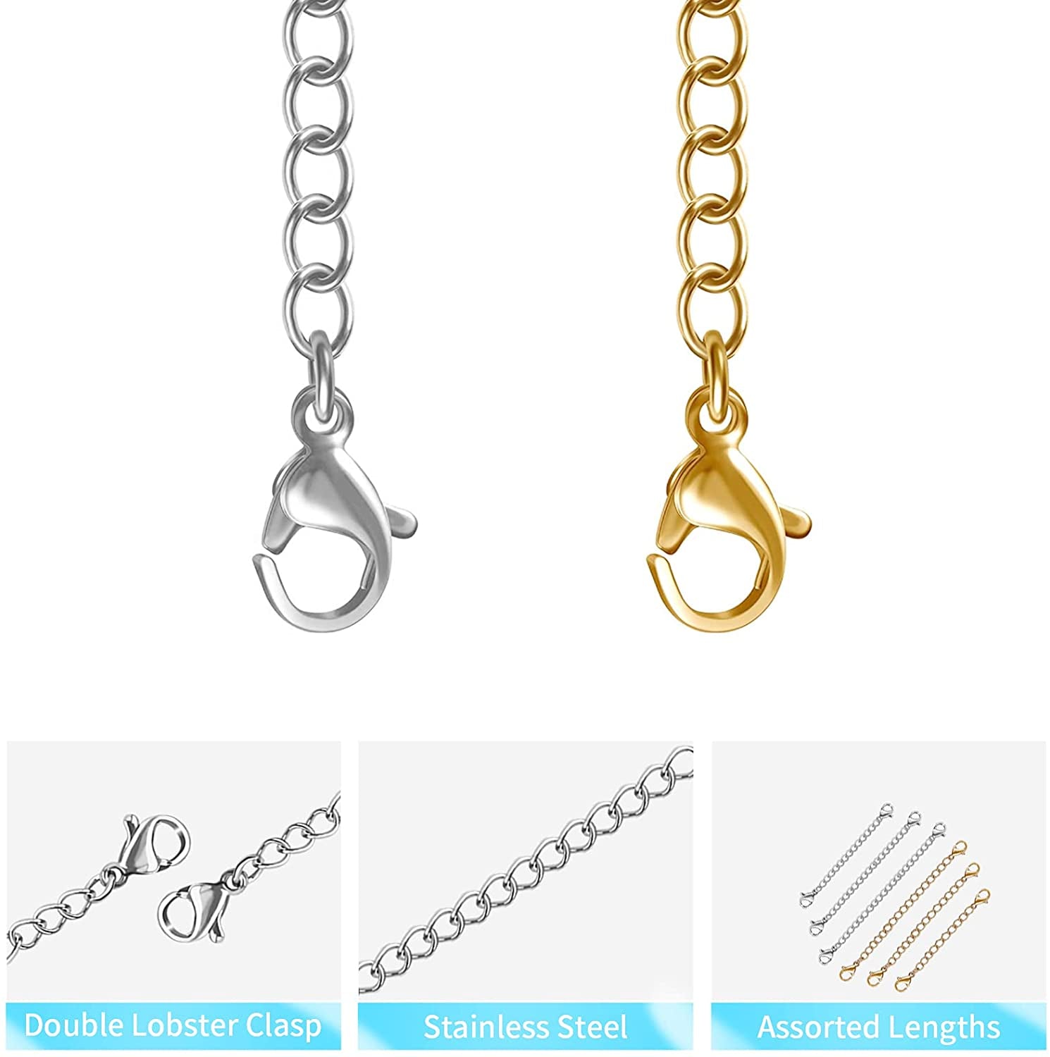 Necklace Extender 10 PCS Chain Extenders for Necklaces Premium Jewelry Bracel...