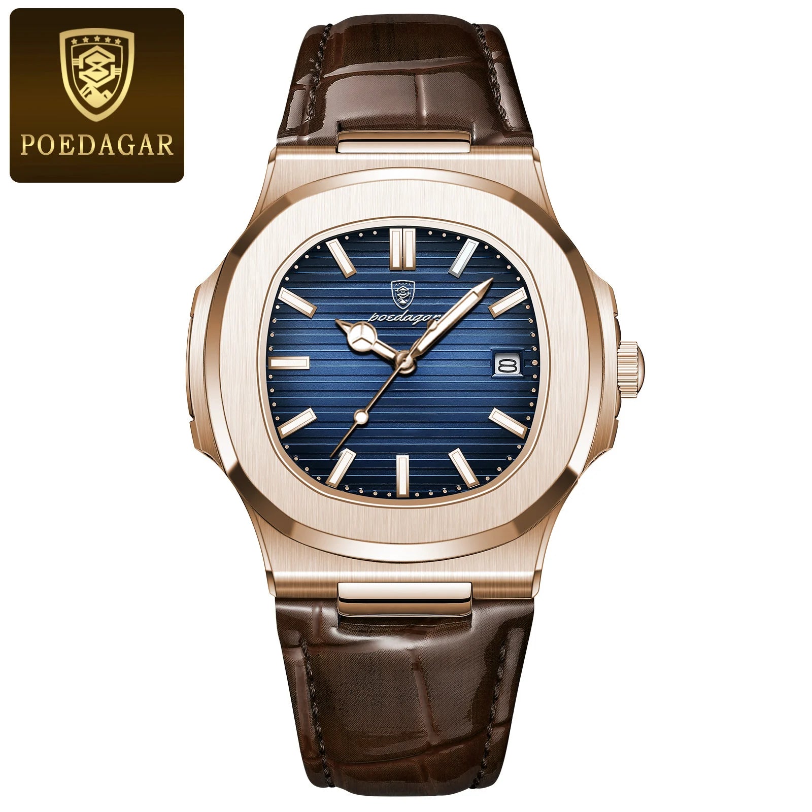 Top Luxury Square Man Watch Date Waterproof Luminous Quartz Men Watches High Quality Fashion Sports Leather Men'S Watch