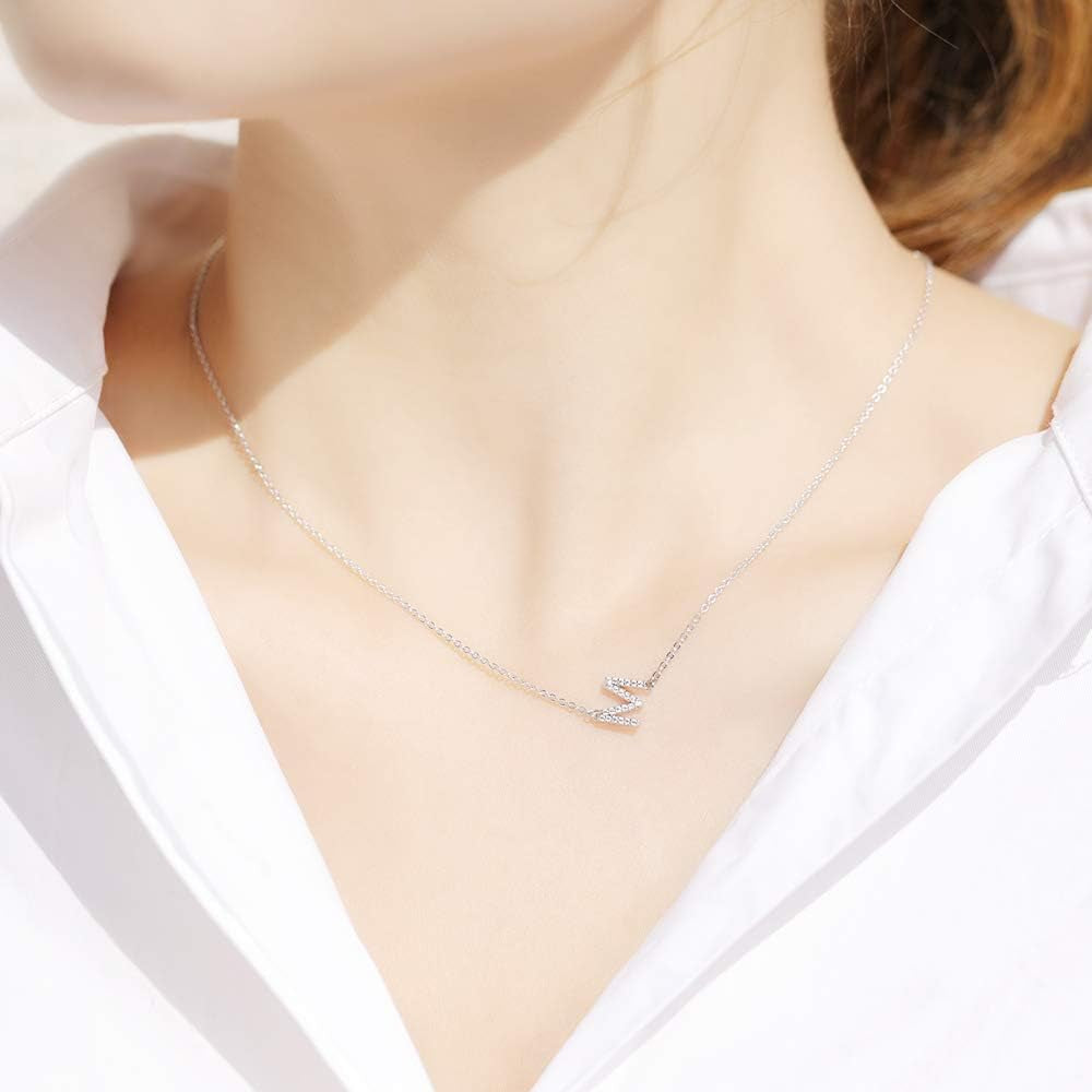 Sideways Initial Necklace for Women, 14K Gold Filled Dainty Hypoallergenic Sideways Letter Necklace, Small Monogram Initial Necklace Gifts for Wife Mother Daughter Sister Best Friend
