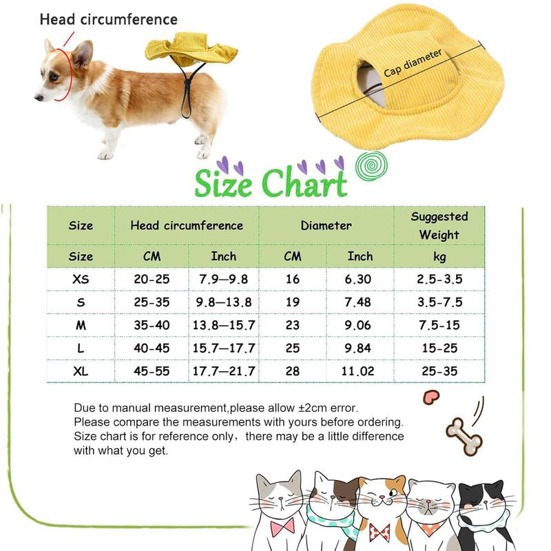 Cute Corduroy Pet Hat with Ear Holes, Outdoor Sun Protection Pet Hat, Pet Clothing Supplies for Small Medium Large Dogs & Cats