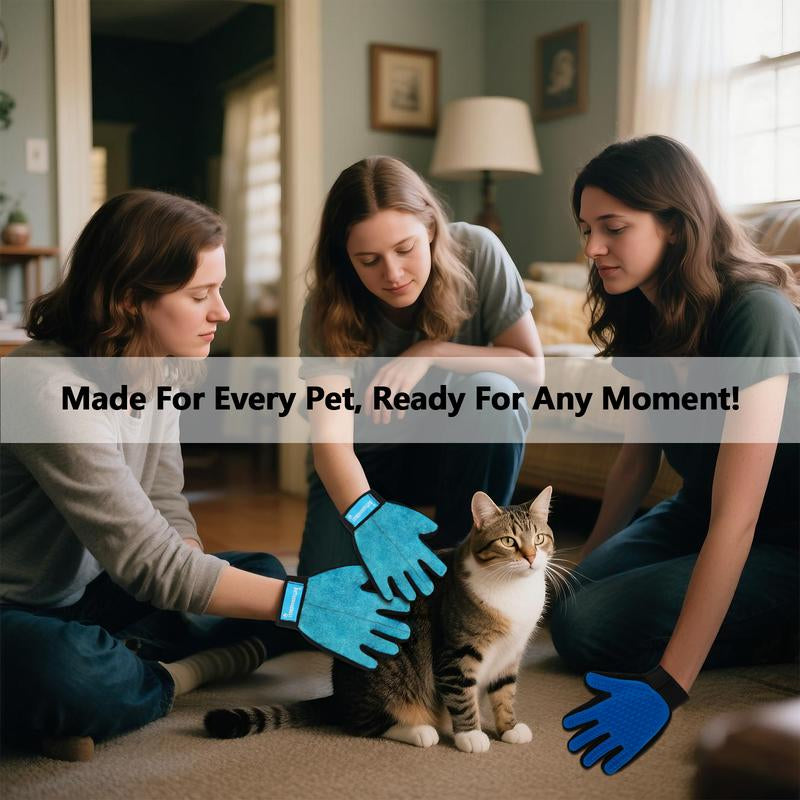 Buttonwoodnest|Upgraded Version Double-Sided Gloves,Pet Hair Grooming Brush with Hair Remover Tool,Gentle Shedding Brushes for Dogs,Cats&Horses with Fur,Skin-Friendly for Pets,Fur & Lint Cleaning Tool,Effective on Carpets,Clothing,Furniture,One Hand, Blue