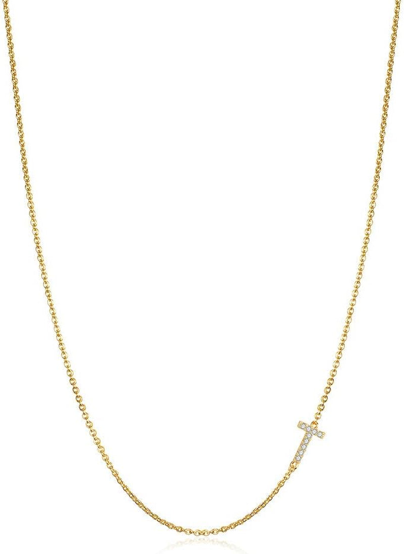 Sideways Initial Necklace for Women, 14K Gold Filled Dainty Hypoallergenic Sideways Letter Necklace, Small Monogram Initial Necklace Gifts for Wife Mother Daughter Sister Best Friend